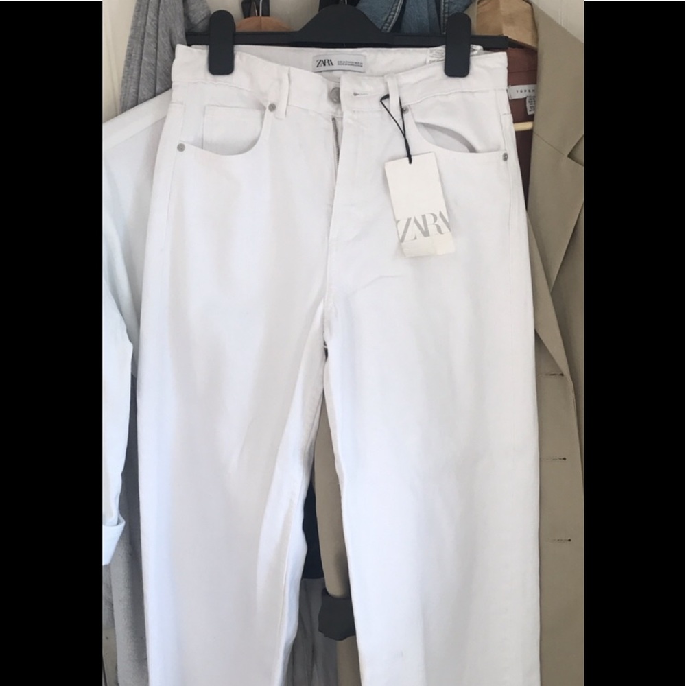white zara denim white flared crop culotte - Picture 2 of 2
